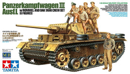 Tamiya 1/35 German Panzer Iii Ausf.L W/Rommel and Dak Tank Crew Model Kit